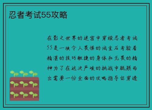 忍者考试55攻略